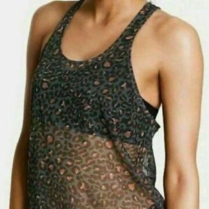 Victoria Sport Victoria’s Secret racerback cheetah print mesh tank top